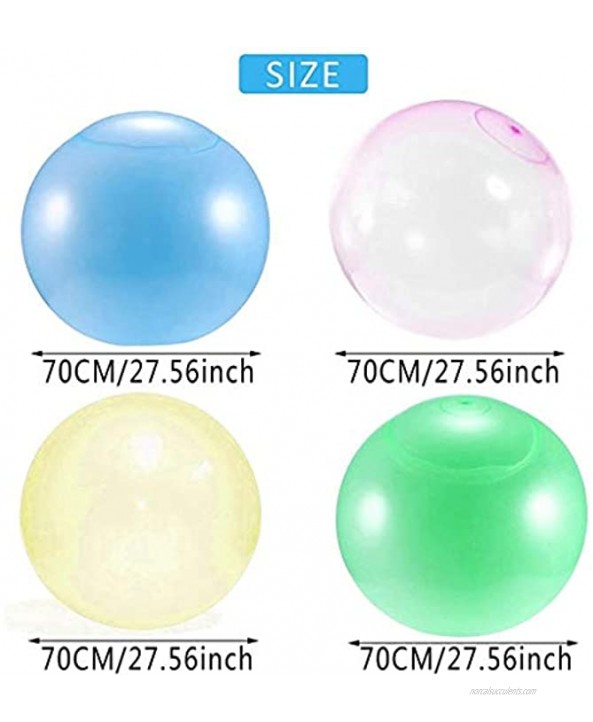 XIDAJIE 4Pack Water Bubble Ball Balloon Inflatable Water-Filled Ball Soft Rubber Ball for Outdoor Beach Pool Party Large