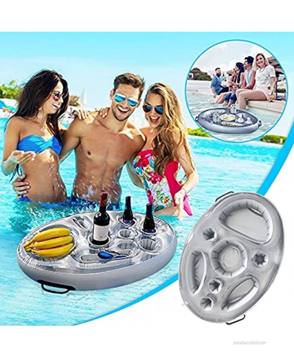 8 Hole Inflatable Float Beach Pool Tray Large Inflatable Beach Pool Drink Holder Floating Serving Bar Hot Tub Swimming Pool Accessories Cup Holder Floating Table for Adults