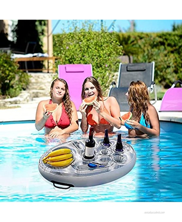 8 Hole Inflatable Float Beach Pool Tray Large Inflatable Beach Pool Drink Holder Floating Serving Bar Hot Tub Swimming Pool Accessories Cup Holder Floating Table for Adults