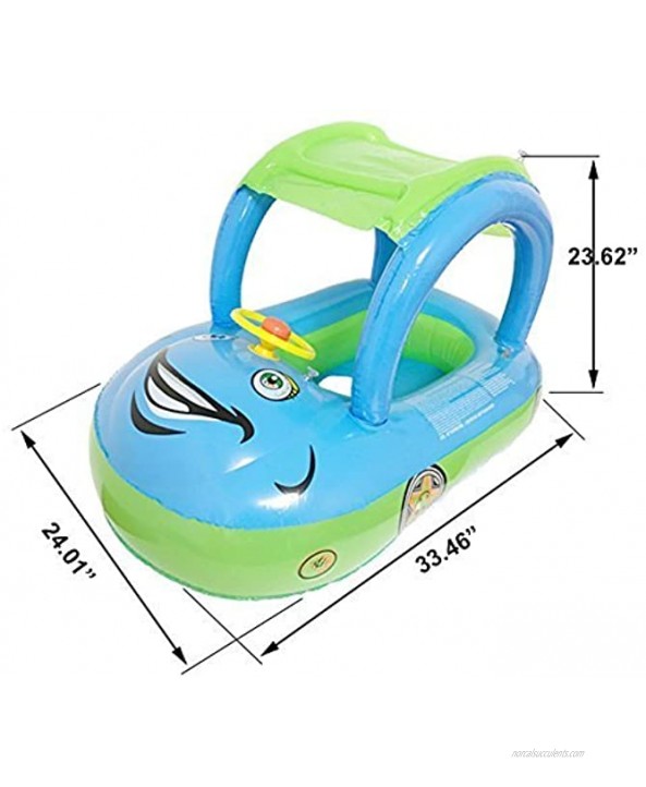 A.B Crew Cartoon Car Swim Float Seat Boat Pool Ring Seat with Sunshade & Canopy for Kids Baby Infant