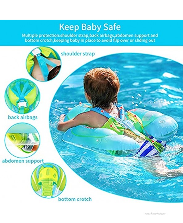 Baby Floats for Pool Inflatable Smart Swim Trainer with Sun Protection Canopy