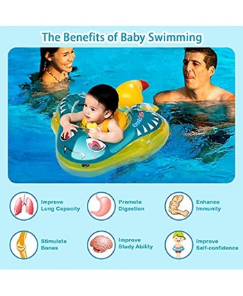 Baby Pool Float with Removable Canopy MINLUK Baby Floats for Pool Toddler Inflatable Baby Swimming Float Ring Bathtub with Bottom Support Tail for Infants Age of 3-36 Months