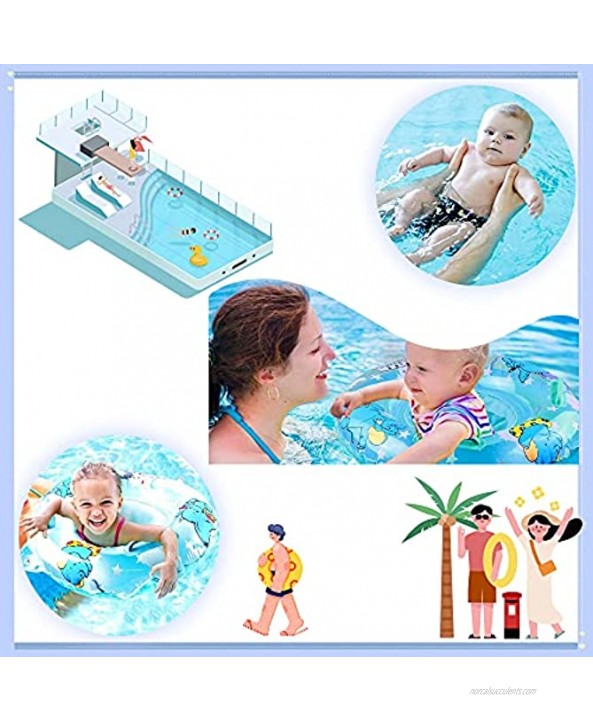 Baby Swimming Float Inflatable Swimming Float with Seat Swim Pool Bathing Accessories Suitable for Children Kids Infants Toddlers from 6-36Months Blue