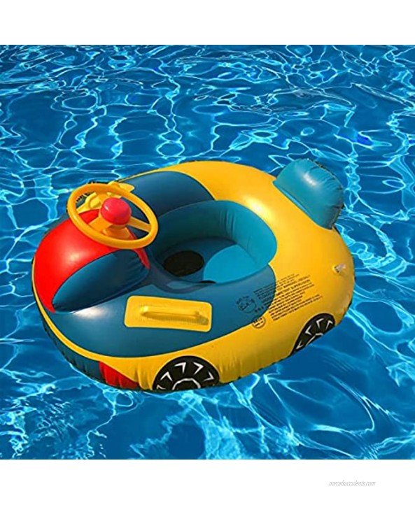Baby Swimming Float,Baby Pool Inflatable Car Lying Ring,Toddler Infant Ride-On Water Toy for Kids 3 Months 5 Years Old,31.5x25.6 Inch,Yellow+Blue+Red