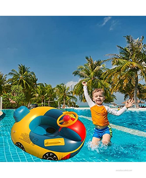 Baby Swimming Float,Baby Pool Inflatable Car Lying Ring,Toddler Infant Ride-On Water Toy for Kids 3 Months 5 Years Old,31.5x25.6 Inch,Yellow+Blue+Red