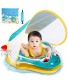 Bayetyak Baby Swimming Float Inflatable Baby Pool Float Ring with Sun Protection Canopy and Tail Anti- Flip Over for Age of 6-36 Months Babies