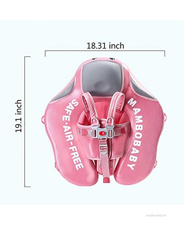 HECCEI Add Tail Newest Mambobaby Baby Swim Float with Canopy Solid Pool Infant Swim Trainer Swimming Training Lying Air Free Water Floats Non-Inflatable Waist Swim Ring for Toddlers Flamingo