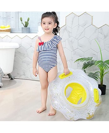 Inflatable Swimming Float with Swim Seat  Swimming Ring Boat Trainer Double Handle Children Waist Pool Float with Bathtub Pool Toys Accessories for Kids Toddlers of 12 Months-6 Years