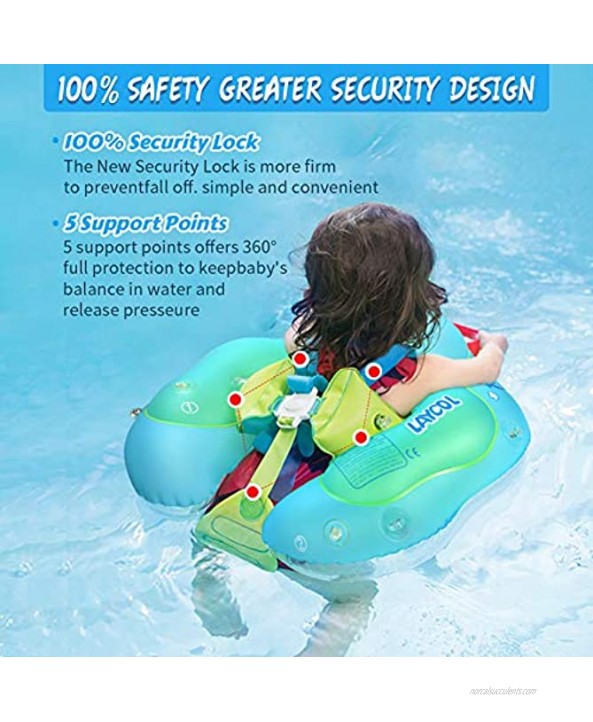 LAYCOL Baby Swimming Float with UPF50+ Sun Canopy Baby Floats for Pool No Flip Overbaby Pool for Baby Age of 3-36 Months Blue L
