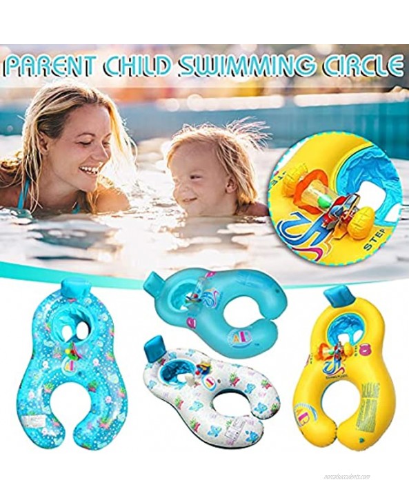 New Infant Swimming Pool Floats Parents-Child Double Swim Ring with Play Toys & Safe Bottom Support & Backrest Children Waist Float Ring for Summer Family Happy Time