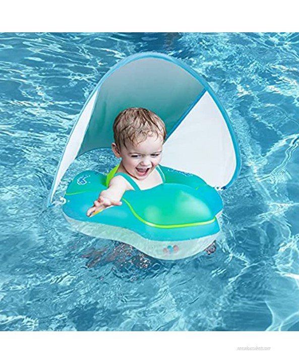 SEIRMEP Baby Swimming Float Inflatable Baby Pool Float Ring Over for Age of 3-36 Months with Removable Sun Protection Canopy Safety Bottom seat Support no flip