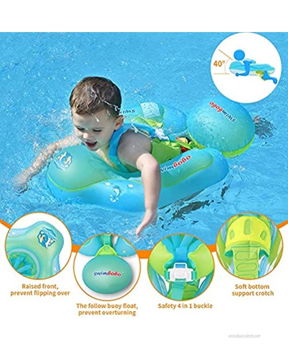 Swimbobo Baby Float Inflatable Baby Swimming Pool Floats Ring with Safety Bottom Support and Swim Buoy Great Baby Water Float Suit for Newborn Baby Kid Toddler Age of 6-36 Months……