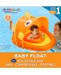 SwimSchool Gold-E-Fish Fabric Baby Boat Splash and Play Adjustable Safety Seat Extra-Wide Inflatable Pool Float Retractable Canopy UPF 50 6 to 24 Months Orange