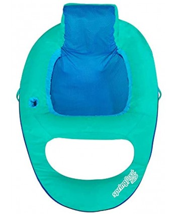 SwimWays Inflatable Soft Mesh Twist and Fold Spring Stable Relaxing Recliner Pool and Lake Float Lounger with Cup Holder Backrest and Headrest Aqua