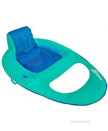 SwimWays Inflatable Soft Mesh Twist and Fold Spring Stable Relaxing Recliner Pool and Lake Float Lounger with Cup Holder Backrest and Headrest Aqua