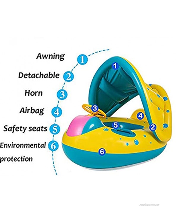 Wishliker Inflatable Baby Toddler Pool Float Swimming Ring with Sun Canopy for The Age 6-36 Months