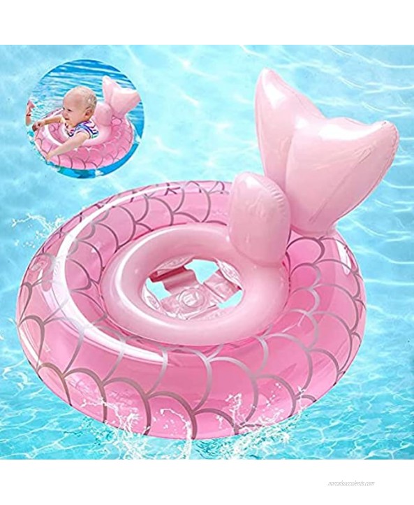 ZBRO Mermaid Swimming Ring Baby Pool Float with Safety Seat Toddler Inflatable Swimming Ring 3Month 6Years Old Baby Swimming Pool Toys