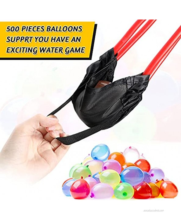 2 Pieces Water Balloon Launcher 500 Yard with 500 Balloons 2-3 Person Balloon Giant Sling T-shirt Launcher Party Game Courtyard Toy for Water Sports Swimming Pool Outdoor Summer Black Red