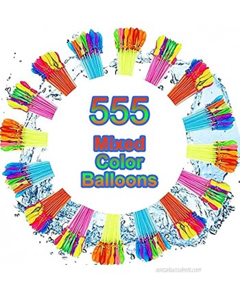 555 PCS Water Balloon Pack Water Balloons with Quick Easy Refill Kits Biodegradable Latex Water Bomb Fight Games Outdoor Summer Splash Party Fun for Kids Adults Family Friends