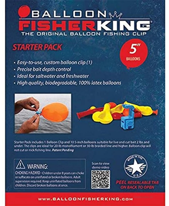Balloon Fisher King 41159 Starter Pack with 1 balloon clip and 10 5 inch balloons
