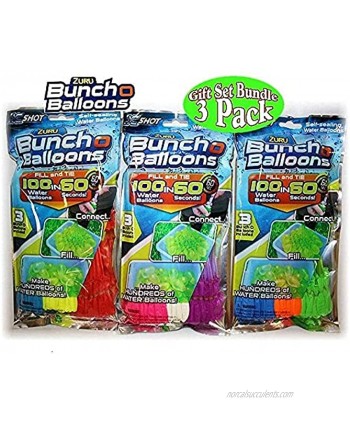DRTWE Bunch O Balloons Instant 100 Self-Sealing Water Balloons Complete Gift Set Bundle 3 Piece 300 Balloons Total