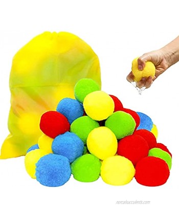 Lotus Hills 50 Reusable Water Balloons- Cotton Rapid Fill Water Balls for backyard Pool and Beach Outdoor Water Toys for Kids