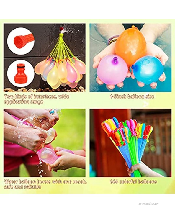 Water Balloons 666pcs Self-sealing Quick Fill Water Balloons Suitable for Kids Boys and Girls and Adult Swimming Pool Outdoor Summer Fun