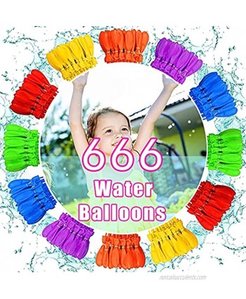 Water Balloons Self Sealing Quick Fill Balloons with in 60 Seconds 666 Balloons 18 Bunches 7 Colors for Kids Girls Boys Balloons Set Party Games