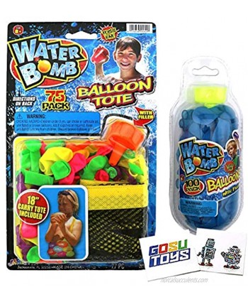 Water Bomb 18" Balloon Tote Water Balloon Fight Carrying Balloon Accessory with 175 Balloons for Quick Summer Splash Fun Outdoor Backyard Kids and Adults 2 pack with 2 GosuToys Stickers