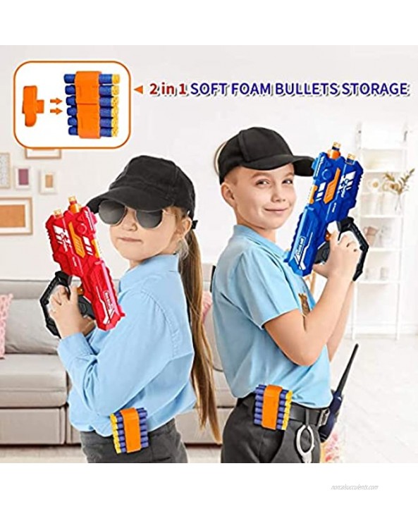 2 Pack Blaster Guns Toy for Boys Kids-Gel Ball Blaster with 60 Refill Foam Darts&2 Dart Clip Bullets for Nerf-Toys Gun Birthday Gifts Nerf Party Supplies for 4,5,6,7,8,9 Years UP