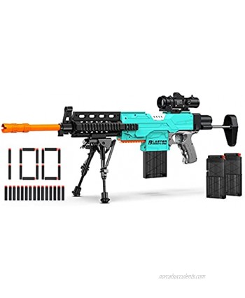 Automatic Toy Gun for Nerf Guns Sniper with Scope 3 Modes Toy Foam Blasters & Guns with Bipod 2 Clips 100 Bullets DIY Toy Guns for Boys Age 8-12 Kids Toy Gifts for Birthday Halloween Christmas