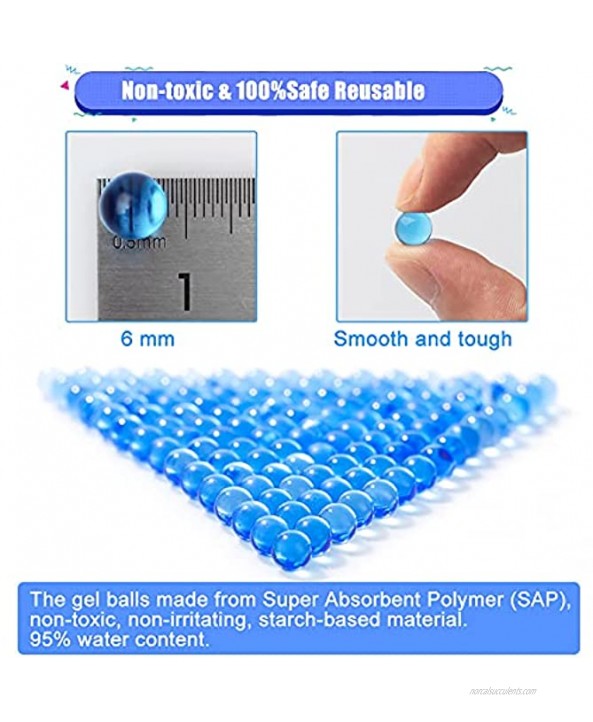 Gel Ball Blaster Refill Ammo 4 Pack–10,000 Per Pack Works for Gel Ball Blasters Water Ball Blaster Water Bullets Beads Non-Toxic No Stain Water Based Gel Balls Bullet Blue 6 mm