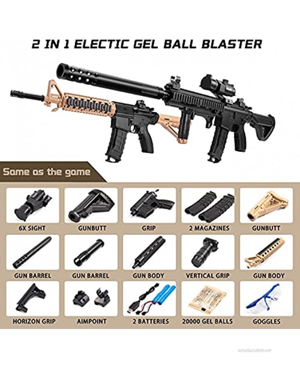 Gel Ball Blaster with Goggles&20000 Water Bead,2 in 1 Electric Gel Gun Blaster for Outdoor Backyard Activities-Shooting Games Toy for Adults Boys and Girls Ages 12+