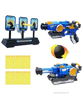 Kids Toy Gun Foam Darts Nerf Guns for Boys Transforming Tank Gun with 20 Soft Bullets Transformed Splat Gun Deformed Shooting Guns as Gift for 6+ Years Children