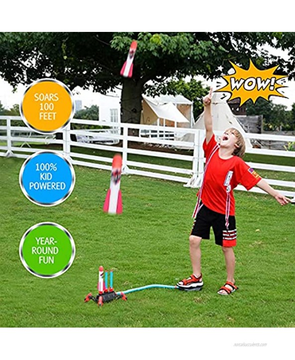 KIDZLIKE Rocket Launcher for Kids Triple Launcher Rocket Toys with 6 Foam Rocket Best Gifts for Ages 4 5 6 7 8 9 10+ Years Old Boys Girls Outdoor Game