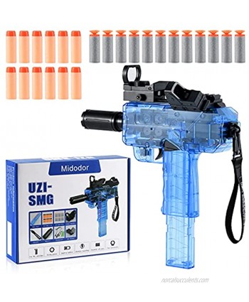 MIDODOR Uzi-SMG Suitable for Nerf N-Strike Elite Series Foam supplementary Ammunition.Toy Gun for Boys Girls Family Party 24 Bullets 12 Rounds + 12 Suction Cups-Blue