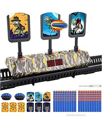 Moving Shooting Target for Nerf Gun Digital Targets with 100 PCS Bullets and 3 Sets of Target Cards Scoring Auto Reset Targets Toys for 4 5 6 7 8 9+ Year Old Boys Gifts