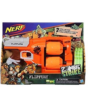 Nerf Zombie Strike FlipFury Blaster -- 2 Flipping 6-Dart Drums -- Fire 6 Darts Flip Fire 6 More -- 12 Nerf Zombie Strike Elite Darts  Exclusive