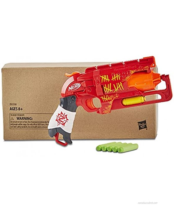 NERF Zombie Strike Hammershot Blaster -- Pull-Back Hammer-Blasting Action 5 Official Zombie Strike Darts -- Red Color Scheme Exclusive