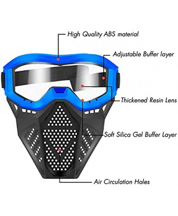 POKONBOY 2 Pack Tactical Mask with Goggles Compatible with Nerf Rival  Apollo Zeus Khaos Atlas & Artemis Blasters Rival Mask Red & Blue