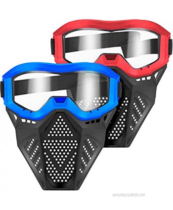 POKONBOY 2 Pack Tactical Mask with Goggles Compatible with Nerf Rival  Apollo Zeus Khaos Atlas & Artemis Blasters Rival Mask Red & Blue