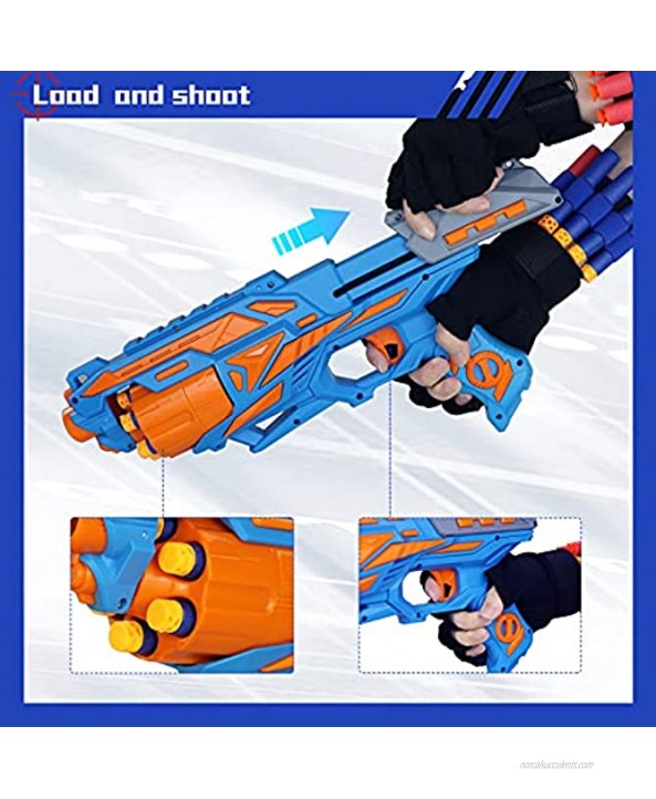 POKONBOY 2 Pack Toy Foam Blaster Gun Blaster Toy Gun with 2 Wristbands and 80 Pcs Refill Darts 6-Dart Rotating Drum Toy Blaster Compatible with Nerf Birthday for Boys and Girls Age 6+