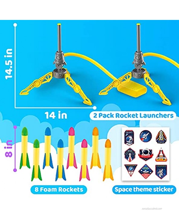 SpringFlower Toy Rocket Launcher for Kids 2 Sturdy Stomp Launchers 8 Colorful Foam Rockets Fun Outdoor Toy for Kids Gift for Boys & Girls Age 3 4 5 6 7 8+ Years Old