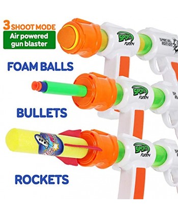 TeganPlay Toy Foam Blasters & Guns Atomic Power Popper Ball Gun Toy 3 in 1 Shooter for Kids Includes Foam Balls Rockets and Bullets