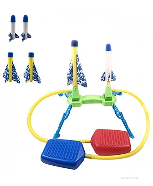 A M Rocket Launcher for Kids,Two-Player Launcher Slingshot Rocket Foot Launch Pad Rocket Launcher Toys,Double Adjustable Angle Shoots Up Outdoor Rocket Gifts for Boys and Girls Physical