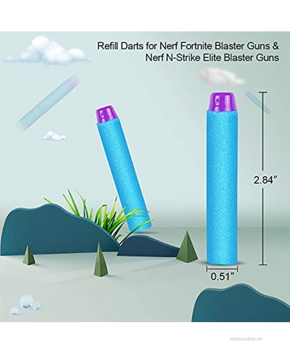 AMOSTING Refill Darts 500pcs Bulk Bullets Ammo Pack for Nerf Fortnite N-Strike Elite Strike Series Guns Blue 500baby Blue