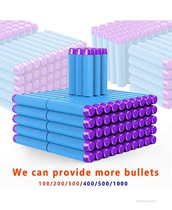 Coodoo Compatible Darts 100 PCS Refill Pack Bullets for Nerf Guns N-Strike Elite Series Blasters Toys for Nerf Party Light Blue with Storage Bag