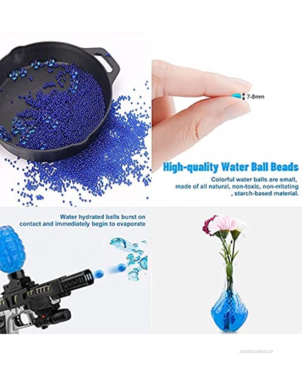Elkout Water Beads Gel Ammo 50,000 PCs Water Ball Gun Bullets Refill for Kids Non Toxic Expandable up to 7-8 mm for Water Bead Gun Toy Vase Filler Blue