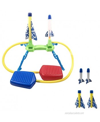 Haoduo Rocket Launcher Foam Rocket Double S- Launchers with 4 Colorful Foam Rockets Top Educational Outdoor Game for 3 4 5 6 7 8 9 Year Old Boys Girls Diplomatic