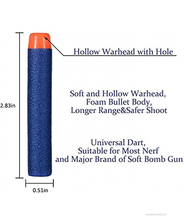 NIWWIN 100 Pcs 7.2cm Refill Foam Darts Bullet for Nerf N-Strike Elite Series Blasters Kid Nerf Toy Gun Refill Pack Blue
